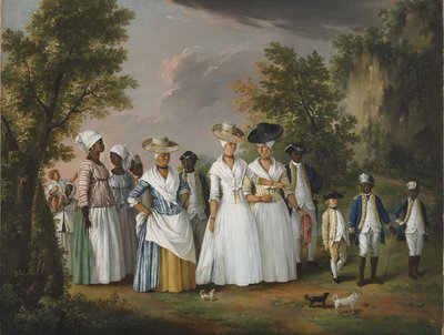 Donne libere di colore con i loro bambini e servitori in un paesaggio, 1770-1796 da Agostino Brunias